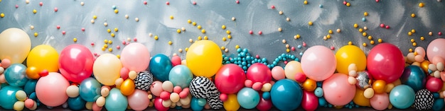 Photo free space on the left corner for title banner with a colorful balloons