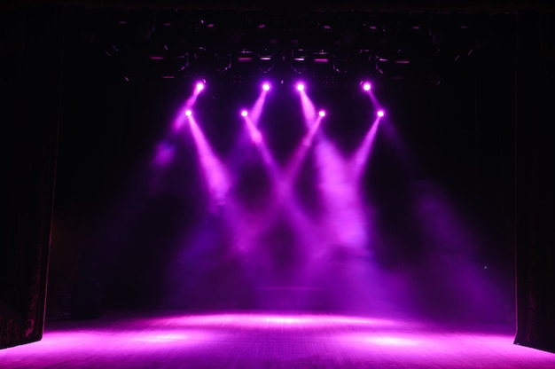 Free stage with lights, lighting devices on the consert.