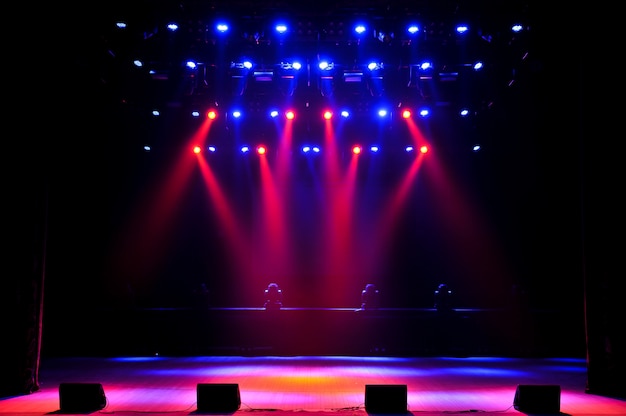 Free stage with lights, lighting devices. 