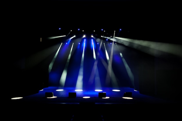 Photo free stage with lights, lighting devices.