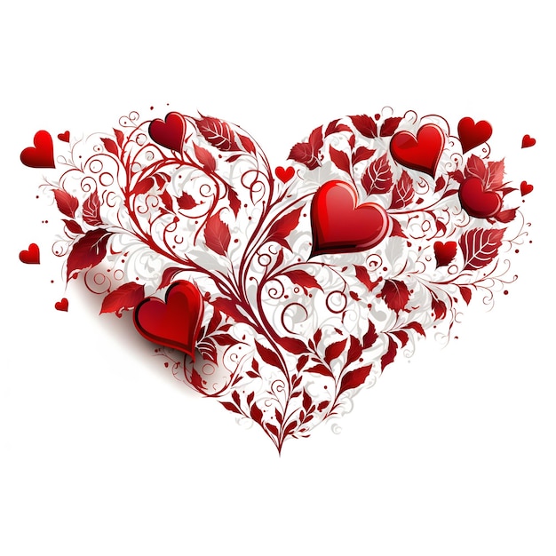 Photo free vector beautiful decorative floral heart shape valentines day card background