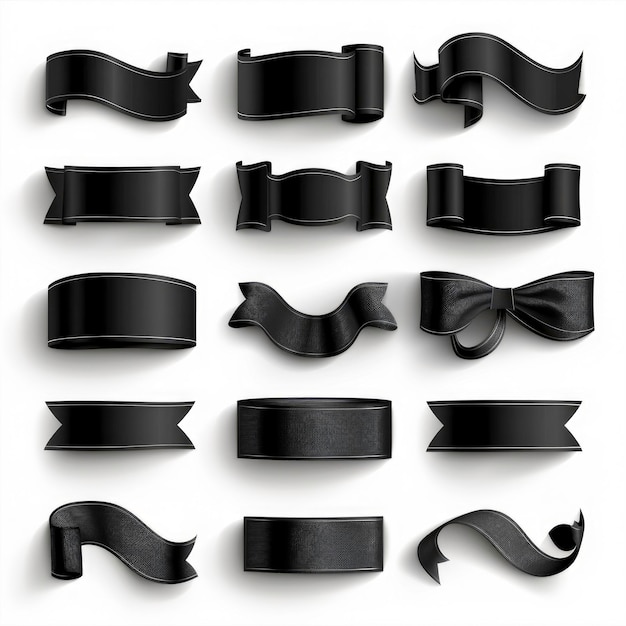 Photo free vector collection of black ribbons banner