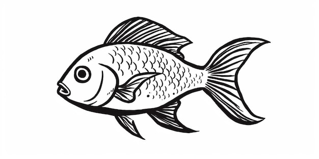 Free vector fish in doodle simple style on white background