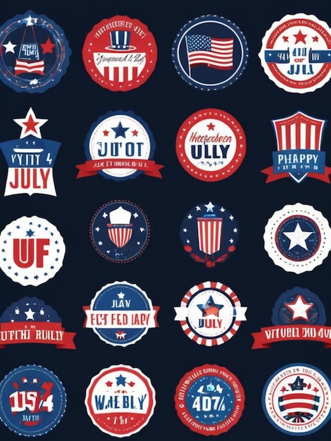 Photo free vector flat 4th of july independence day label collection