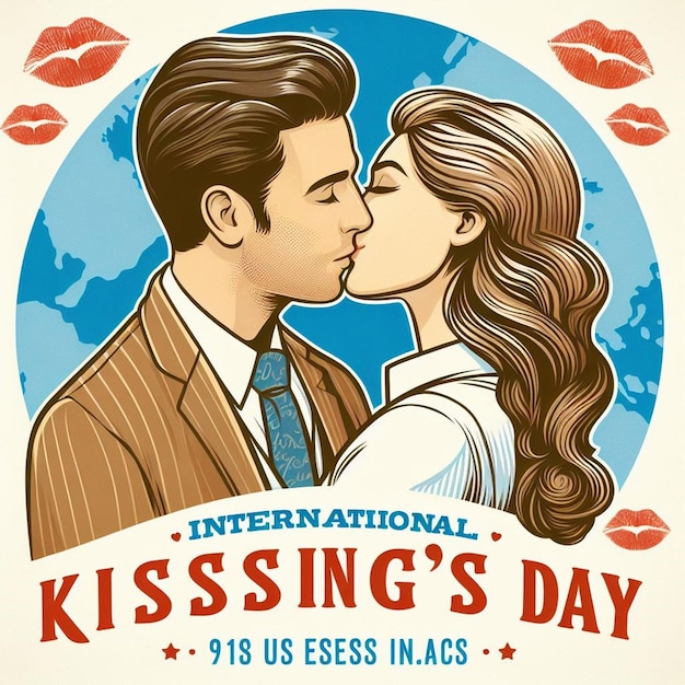 Free vector flat international kissing day illustration with couple