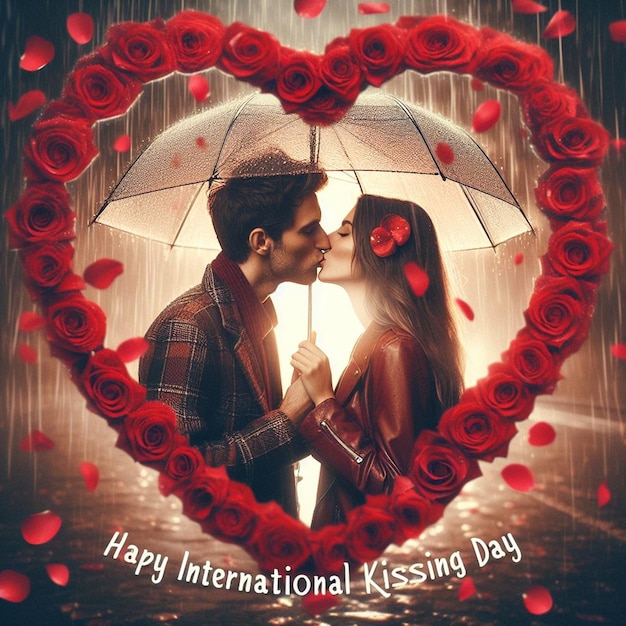 Free vector flat international kissing day illustration with couple