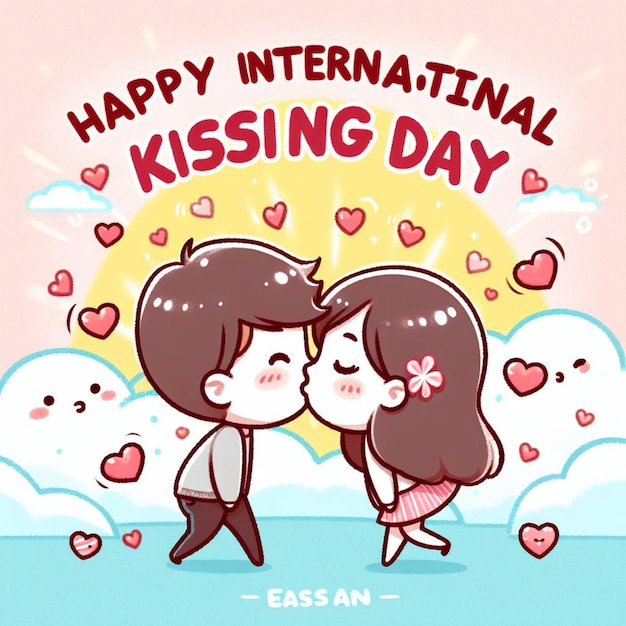 Free vector flat international kissing day illustration with couple