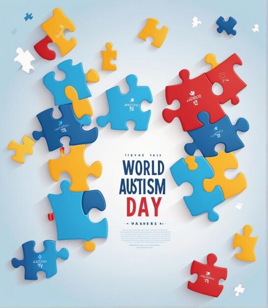 Free Vector Flat World Autism Awareness Illustration with Puzzle Pieces Autism Awareness Day Design