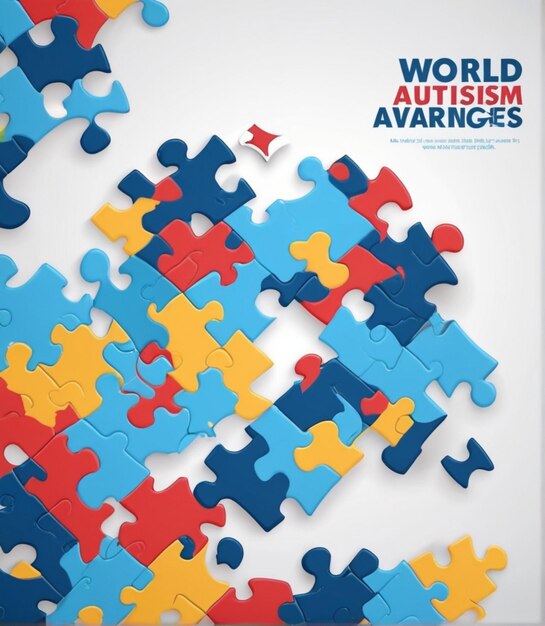 Photo free vector flat world autism awareness illustration with puzzle pieces autism awareness day design