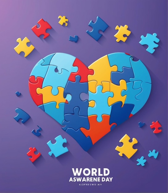 Free Vector Flat World Autism Awareness Illustration with Puzzle Pieces Autism Awareness Day Design