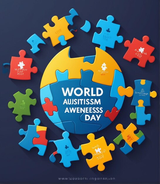 Free Vector Flat World Autism Awareness Illustration with Puzzle Pieces Autism Awareness Day Design