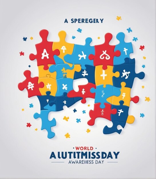 Photo free vector flat world autism awareness illustration with puzzle pieces autism awareness day design