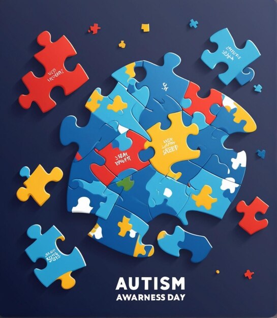 Photo free vector flat world autism awareness illustration with puzzle pieces autism awareness day design