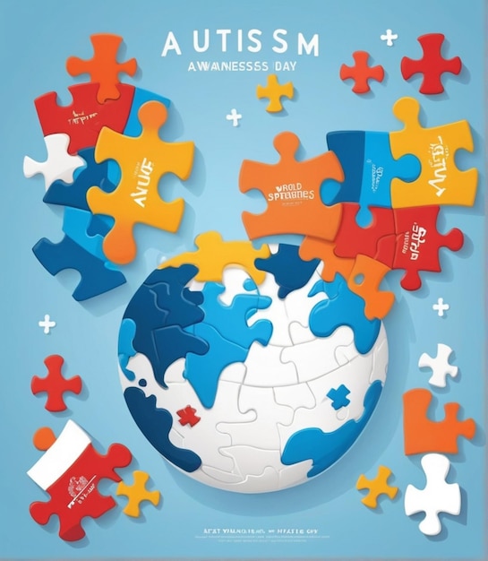 Photo free vector flat world autism awareness illustration with puzzle pieces autism awareness day design