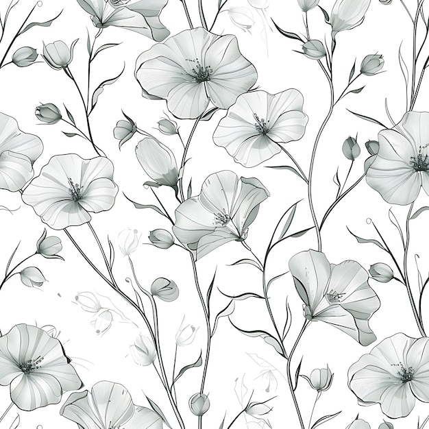 Free vector floral seamless pattern blooming sakura on white background hand drawn botanical