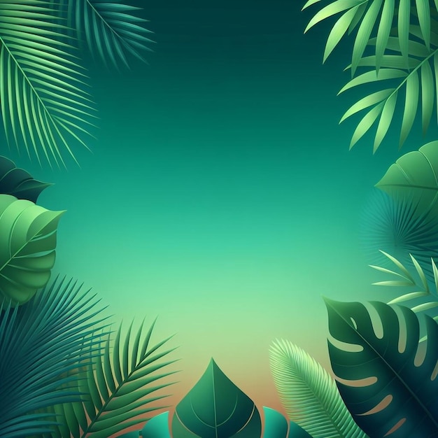 Free vector green tropical leaves copy space background