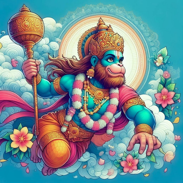 Free vector happy hanuman jayanti indian religious festival background