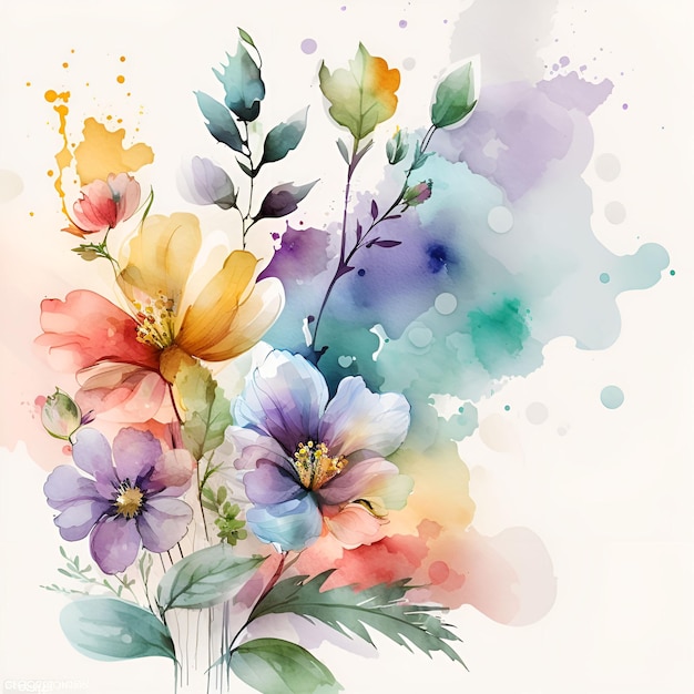 Free vector natural background with watercolor flowers