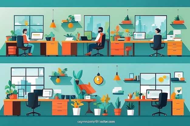 Photo free vector of organic flat working day scenes