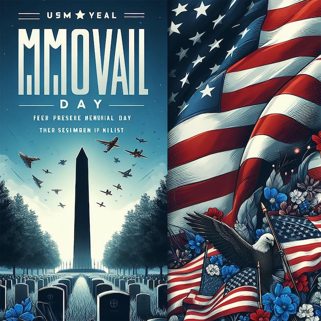 Free vector realistic memorial day vertical flyer template