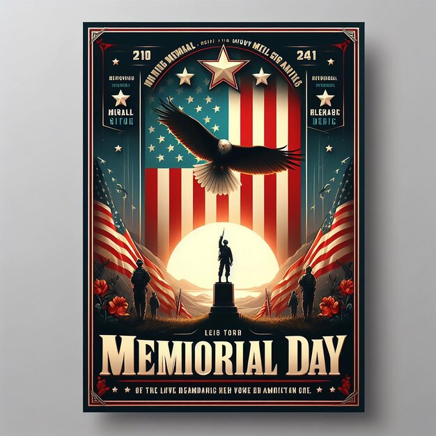 Free vector realistic memorial day vertical flyer template