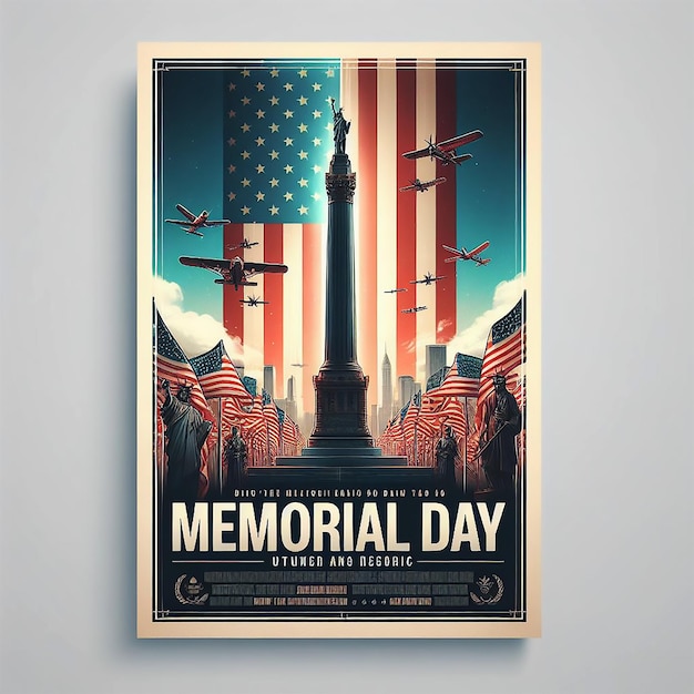 Free vector realistic memorial day vertical flyer template