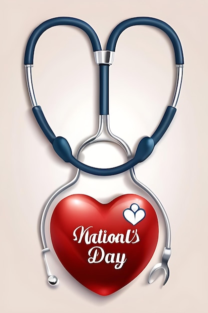 Free vector realistic national doctors day illustration with stethoscope and heart