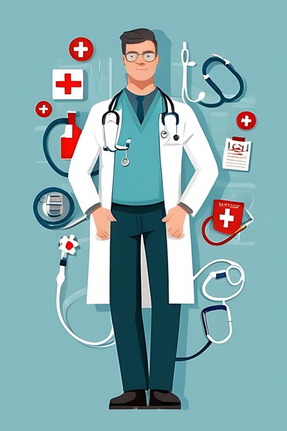 Free vector realistic national doctors day illustration with stethoscope and heart