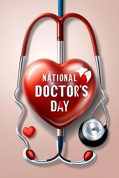 Free vector realistic national doctors day illustration with stethoscope and heart