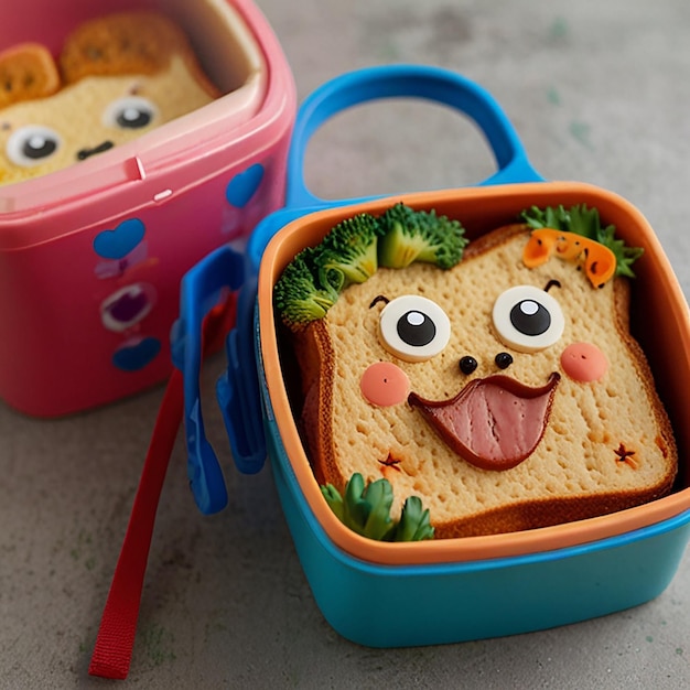 Photo free vector school lunch box for kid food and snack cartoon