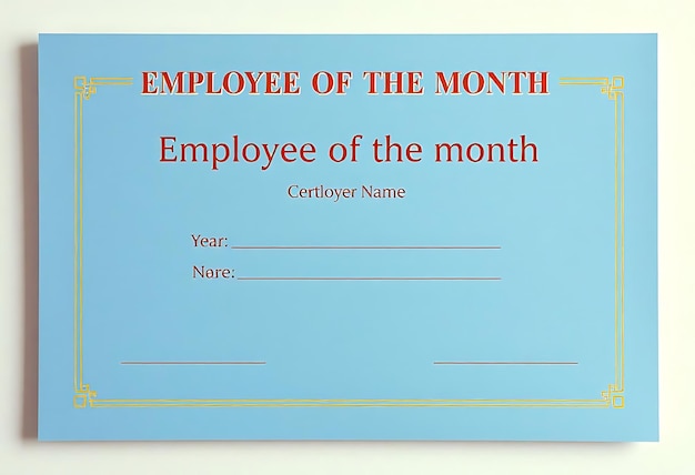 Photo free vector simple employee of the month certificate 1