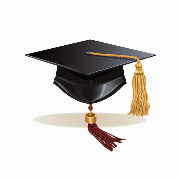 Free vector student graduation cap with gold tassel and ribbon