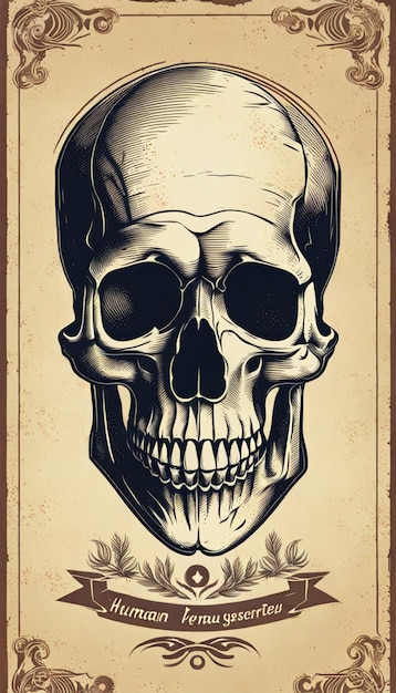 Free vector vintage human skull concept