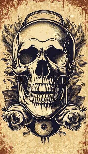 Free vector vintage human skull concept