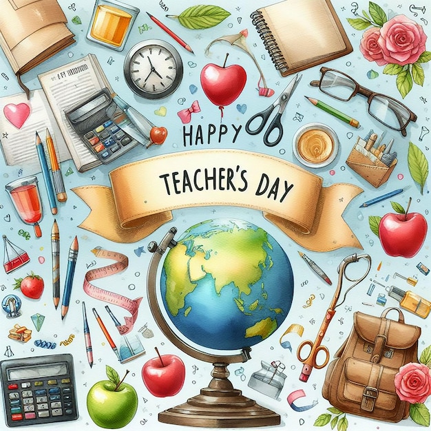 Free vector watercolor teachers day background