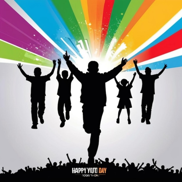 Free Vector Youth Day Background Colorful Silhouette Designs