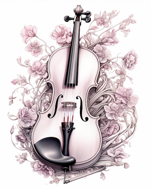 Photo free violin coloring pages in cherry style