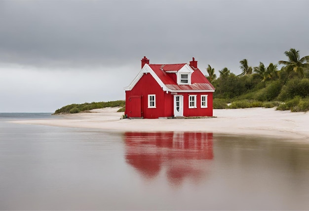 Free Wallpaper Redpainted cottage on a deserted island 3