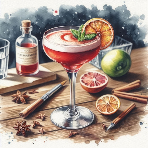 free watercolor cocktail set