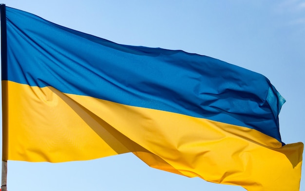 Freedoms Colors Ukrainian Flag on Blue sky