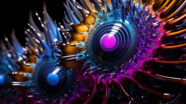 Freeform ferrofluids background beautiful chaos swirling neon frequency