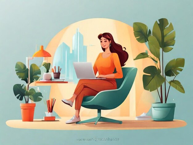 Freelancer vector design for website relaxed employee web banner