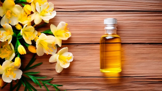 Freesia essential oil in a bottle Generative AI Nature