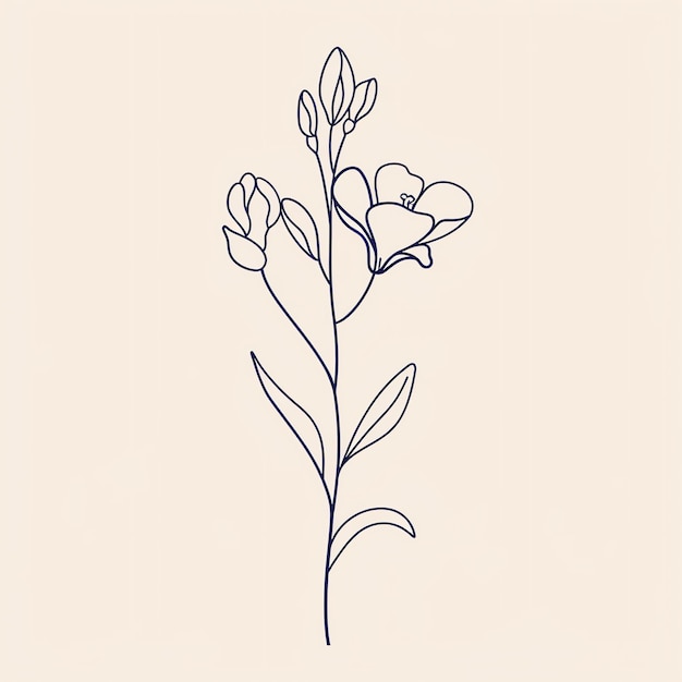 Photo freesia flower line art