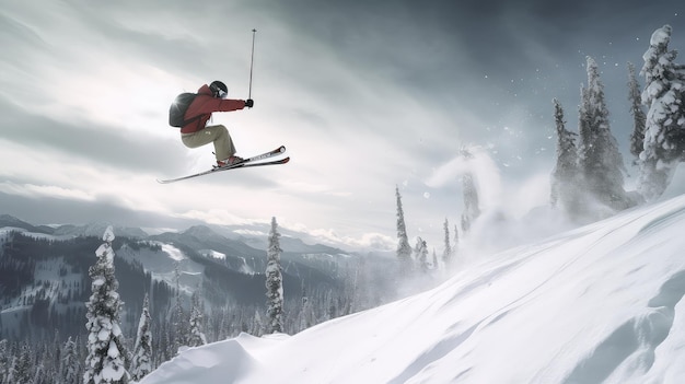 Freestyle skier photo realistic illustration generative ai