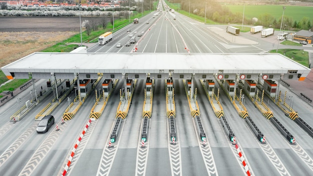 Freeway toll booth Checkpoint on the road