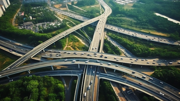 a freeway with a freeway and cars on it