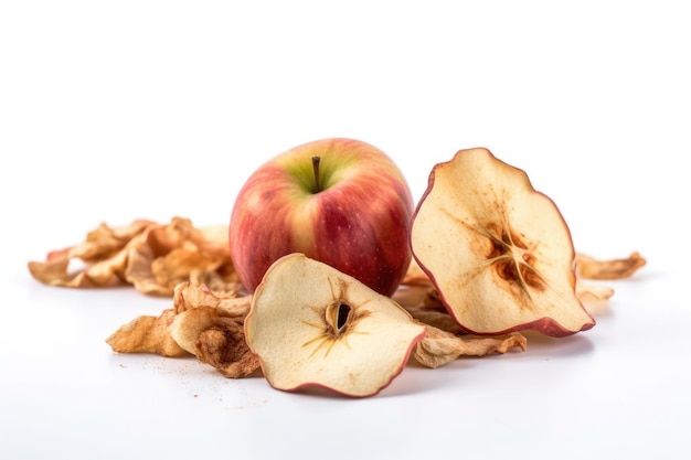 Freeze Dried Apples On White Background Generative AI