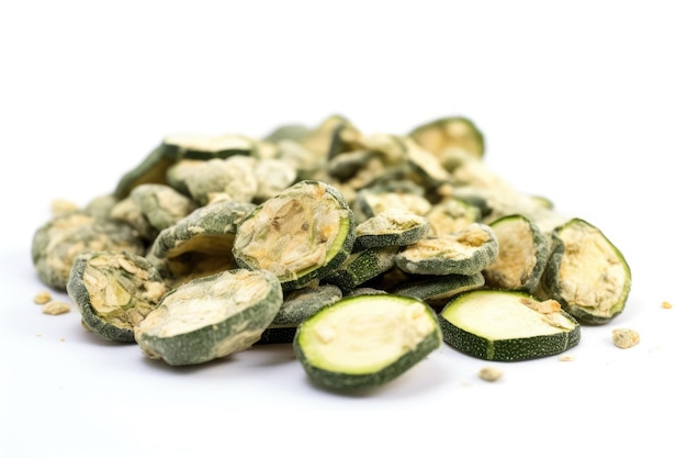 Freeze Dried Zucchini On White Background Generative AI