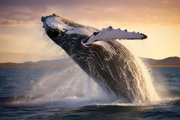 Freeze the elegance of a breaching humpback whale